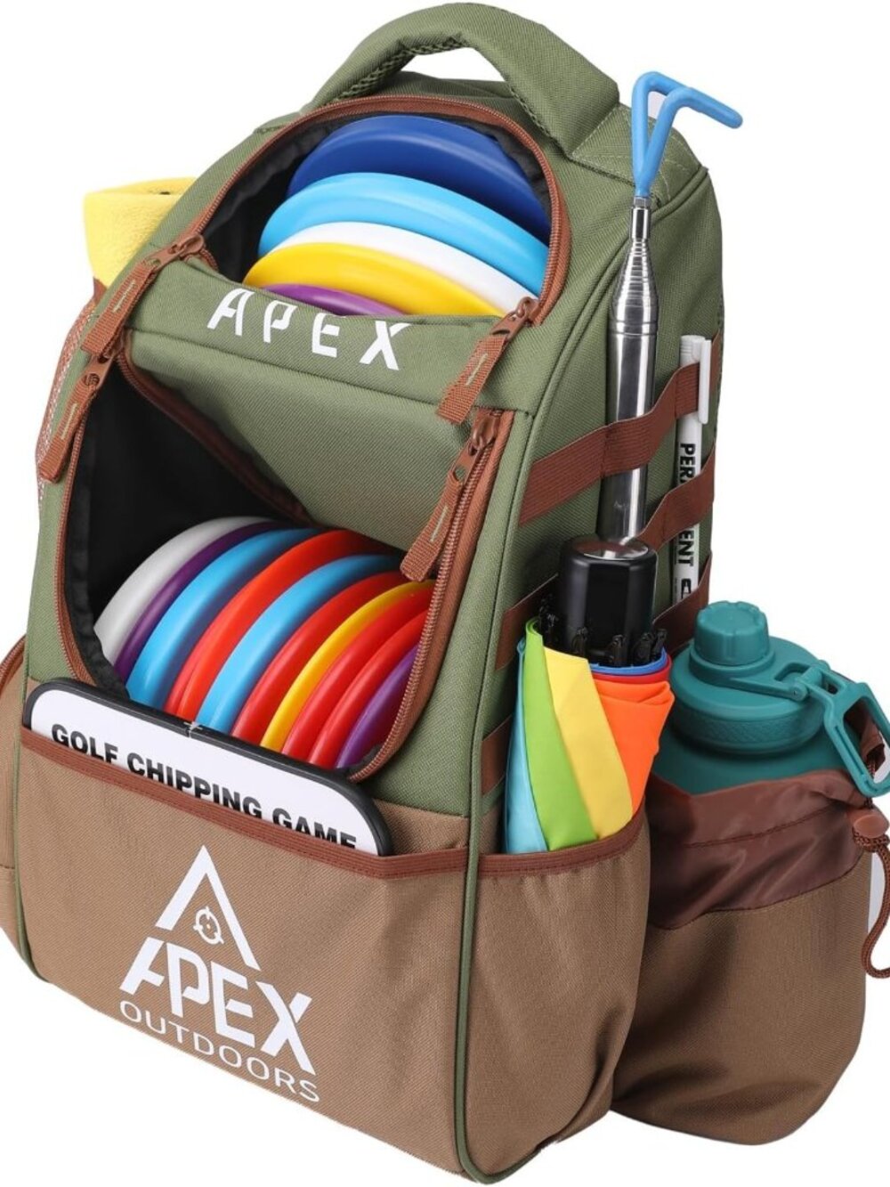 Large Disc Golf Backpack - Holds 21+ Discs, Durable, Lightweight, Multiple